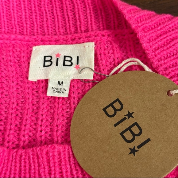 NWT BiBi Neon Pink Knit Sleeveless Sweater Vest Top Women’s M - Picture 5 of 8